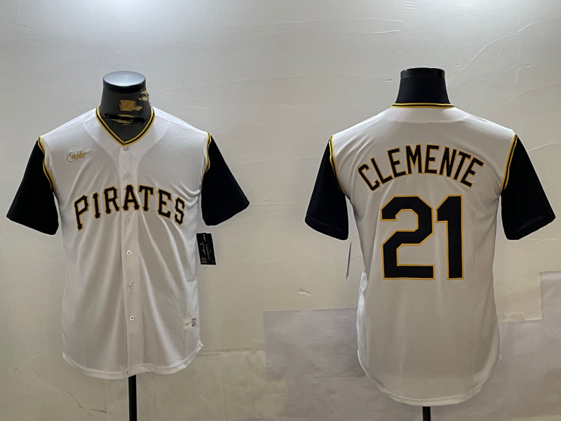 Men's Pittsburgh Pirates Roberto Clemente #21 White Jersey